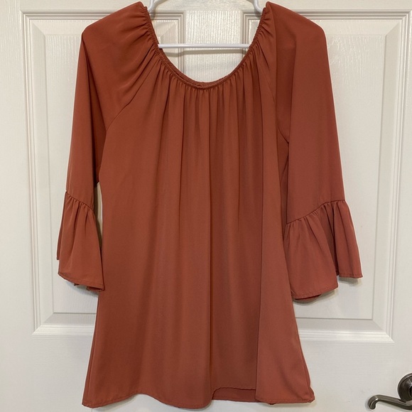 Burnt orange tunic with bell-sleeves - Picture 1 of 6